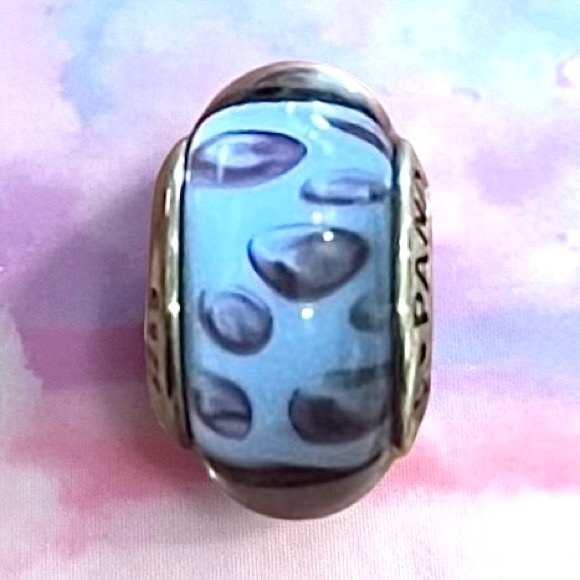 Pandora Purple & Blue Leopard Print Murano Glass Charm - Picture 1 of 5